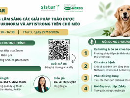 Webinar: Ứng dụng lâm sàng các giải pháp thảo dược Nathaem, Urinorm và Aptistrong trên chó mèo