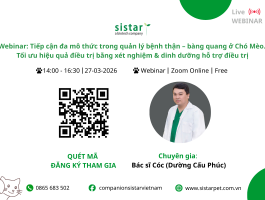 WEBINAR: Tiếp cận đa mô thức trong quản lý bệnh thận – bàng quang ở Chó Mèo. Tối ưu hiệu quả điều trị bằng xét nghiệm & dinh dưỡng hỗ trợ điều trị