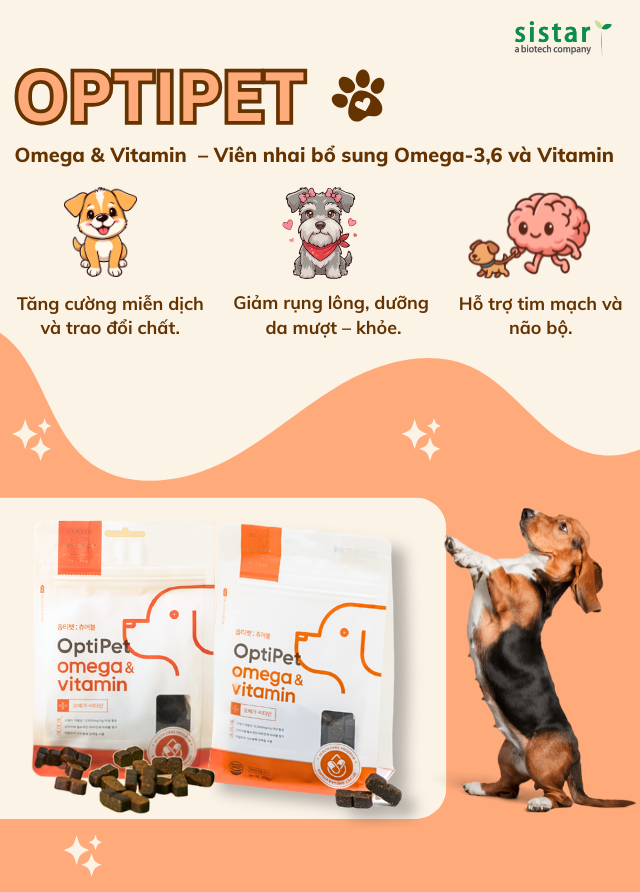 OptiPet Omega & Vitamin – Viên nhai bổ sung Omega-3,6 và Vitamin