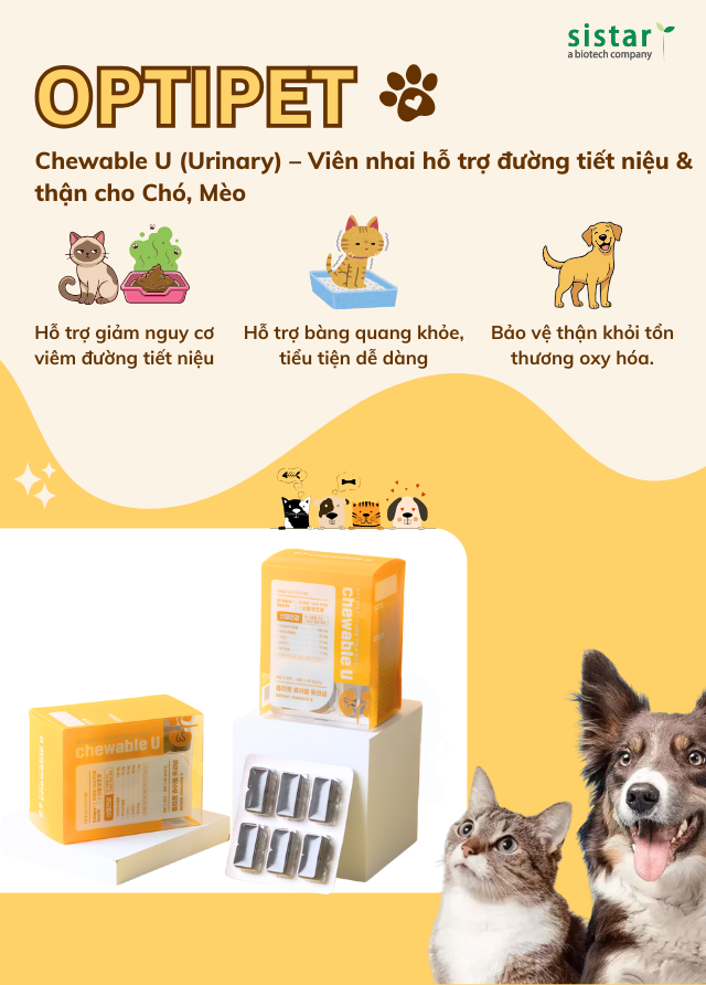 OptiPet Chewable U (Urinary) – Viên nhai hỗ trợ đường tiết niệu & thận