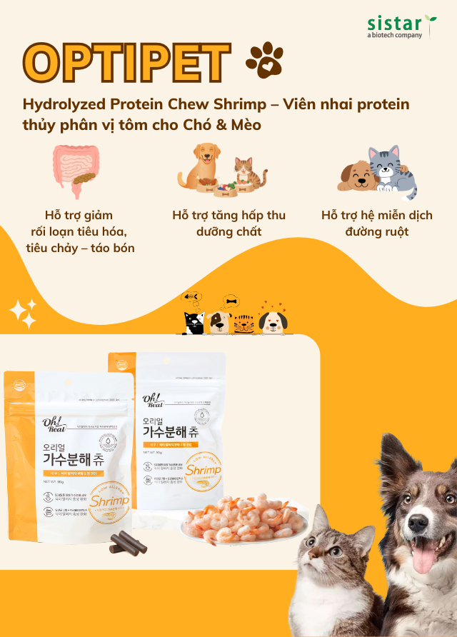 Viên nhai protein thủy phân vị tôm cho chó mèo