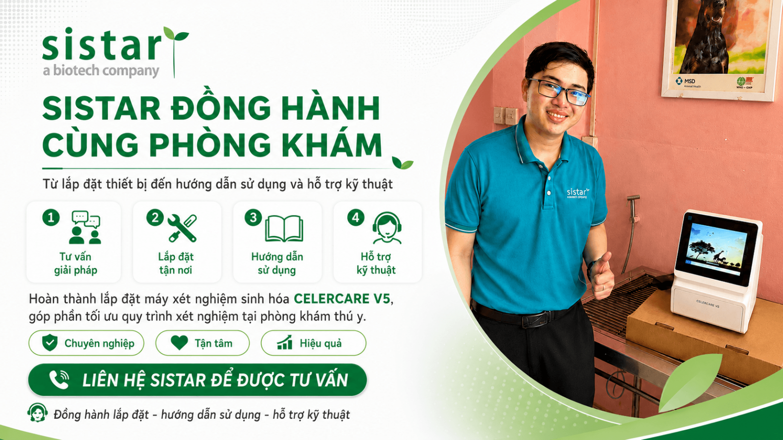 Sistar hoàn thành lắp đặt máy xét nghiệm sinh hóa CELERCARE V5 tại Phương Nam Pet Care