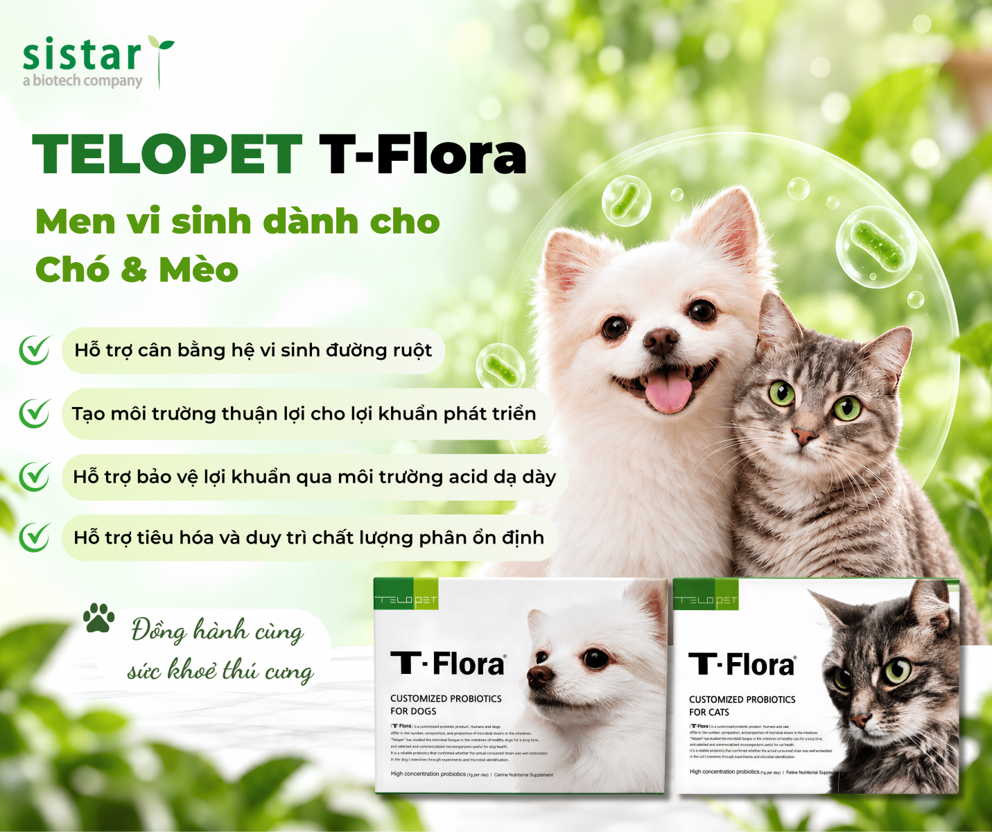 TELOPET T-Flora – Men vi sinh dành cho chó mèo